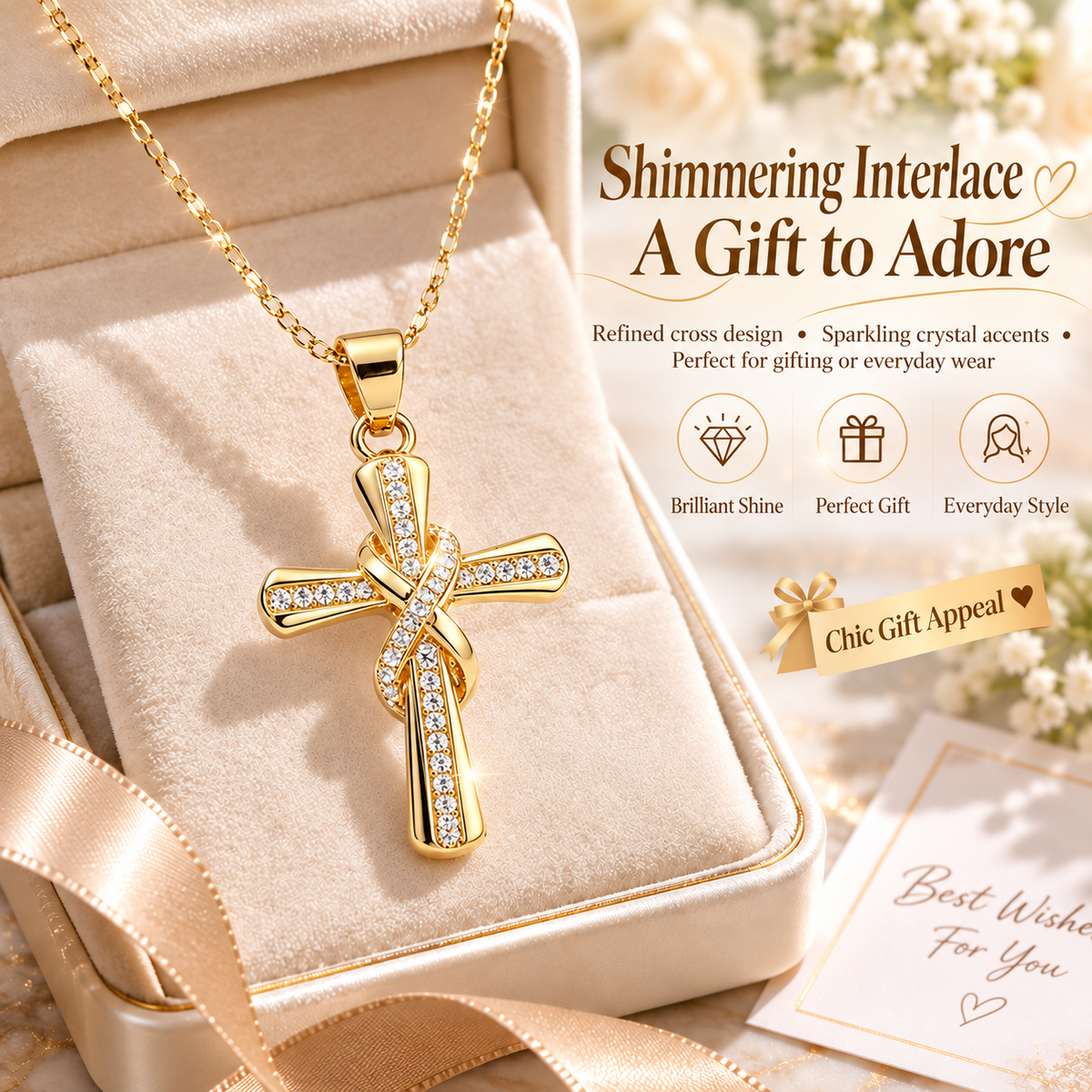 💫 LIMITED TIME 49% OFF! Women's Sparkling Twisted Knot Cross Pendant Necklace – Elegant Faith-Inspired Design with Brilliant Shine ✨
