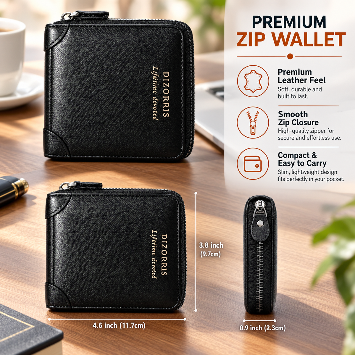 Men’s Full-Zip Calf Leather Pocket Organizer