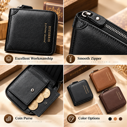 Men’s Full-Zip Calf Leather Pocket Organizer