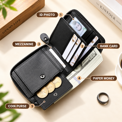 Men’s Full-Zip Calf Leather Pocket Organizer