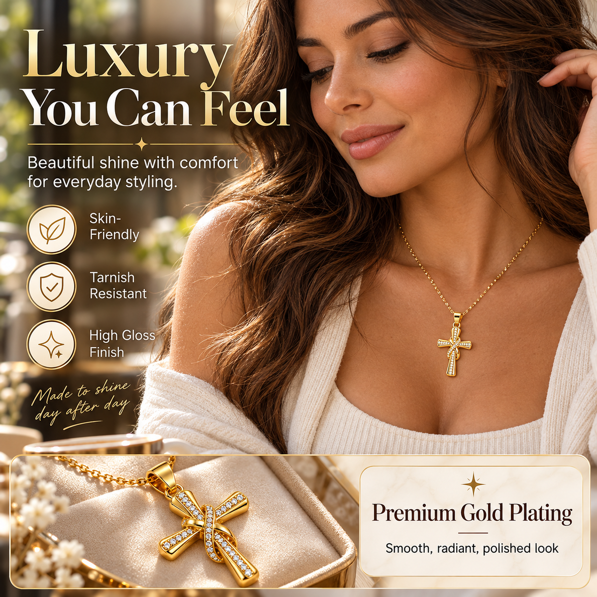 💫 LIMITED TIME 49% OFF! Women's Sparkling Twisted Knot Cross Pendant Necklace – Elegant Faith-Inspired Design with Brilliant Shine ✨