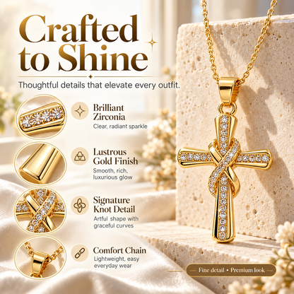 💫 LIMITED TIME 49% OFF! Women's Sparkling Twisted Knot Cross Pendant Necklace – Elegant Faith-Inspired Design with Brilliant Shine ✨